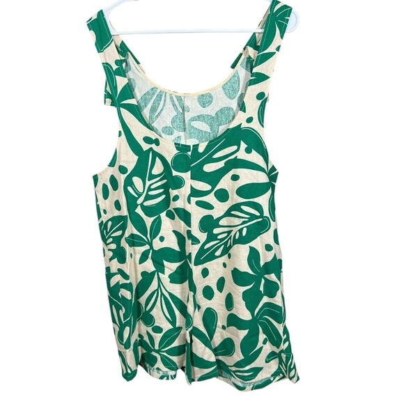 Corey Lynn Calter Linen Jumpsuit Tropical Adjustable Romper Green Floral XS - Picture 10 of 13